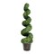 Green Artificial Boxwood Spiral Tree 4ft Indoor Outdoor Decor PVC Wood Trunk